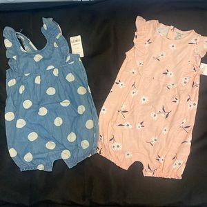 Set of 2 NWT baby girl 24 months Carters short rompers